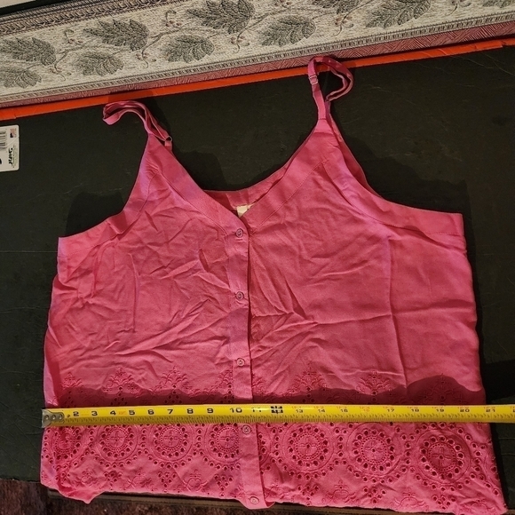 Marisol Pink Eyelet Button Down Rayon Cami Size L NWT - Picture 9 of 9